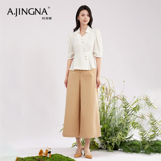 【商场同款】阿菁娜设计感气质灯笼短袖衬衫A30X109016 商品图3