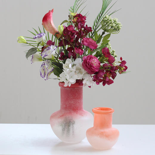 美式复古风手工不规则卷口渐变磨砂花瓶客厅餐桌电视柜家居品批发 商品图6