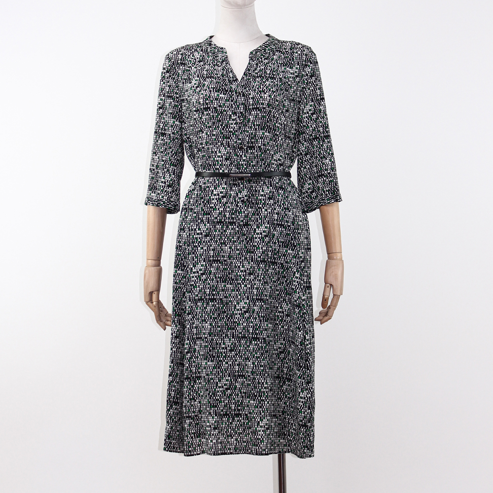 FOCALS福柯斯女装夏季新款桑蚕丝半袖收腰百搭长连衣裙YBBX291GE