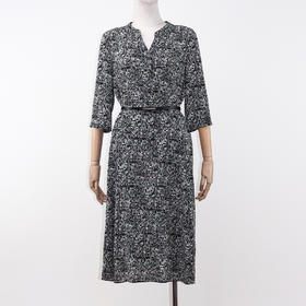 FOCALS福柯斯女装夏季新款桑蚕丝半袖收腰百搭长连衣裙YBBX291GE