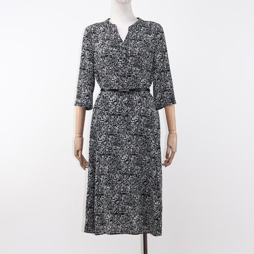 FOCALS福柯斯女装夏季新款桑蚕丝半袖收腰百搭长连衣裙YBBX291GE 商品图0