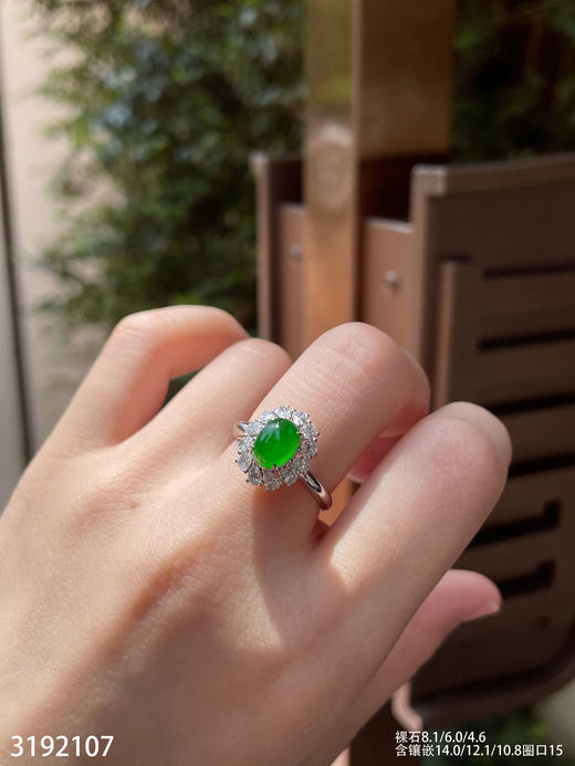 3192107，老坑高冰艳绿蛋面戒指。具体价格微信咨询 商品图5