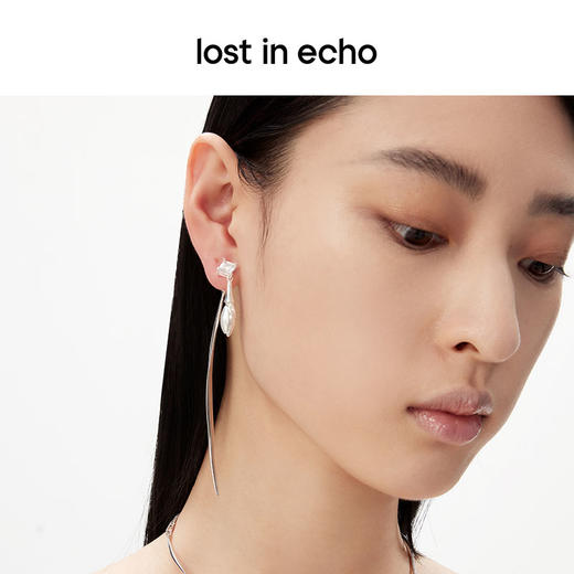 lost in echo原创设计师款简约精致流线水滴坠AB款不对称耳环耳钉 商品图4