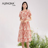 【商场同款】阿菁娜气质收腰圆领印花连衣裙A30X112087 商品缩略图3