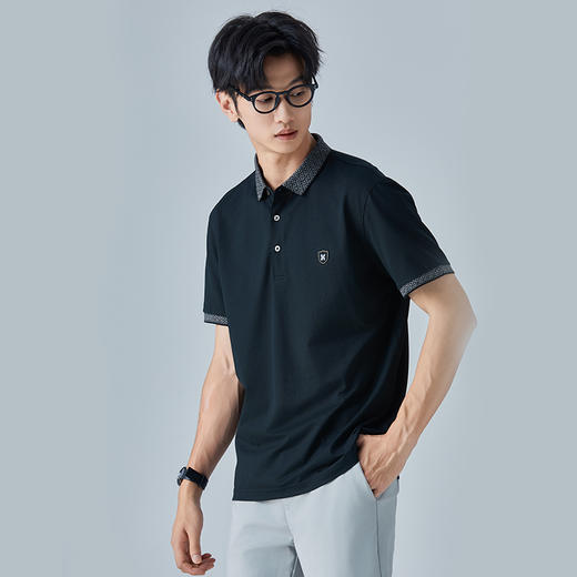 HX 夏季翻领短袖T恤桑蚕丝Y102320319101/02/03POLO杉 商品图1