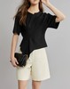 黑色设计感不规则T恤女2023春季新款宽松显瘦小众短袖上衣 商品缩略图3