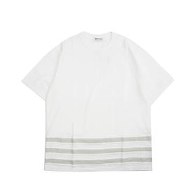 KUON Karamiori Striped Hem Tee 日本古老纱织条纹拼接短袖T恤