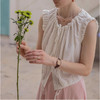 木耳边蓝色条纹上衣小衫夏季抽绳系带纯棉法式提花衬衫女 商品缩略图6