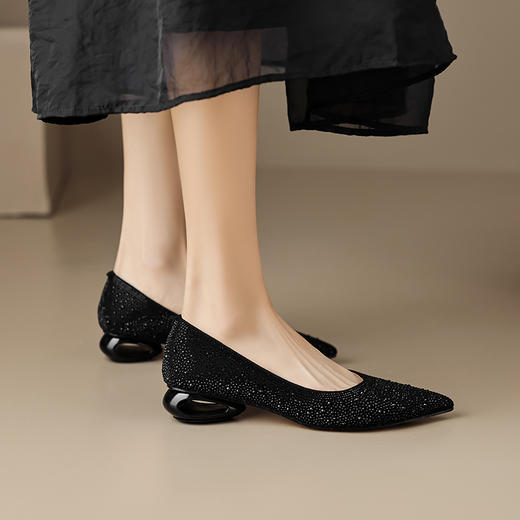 秋季新款，镶钻尖头低跟浅口单鞋QJR-A167 商品图7