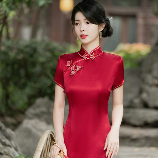 JLM 915修身气质旗袍日常宴会旗袍双层 商品图4