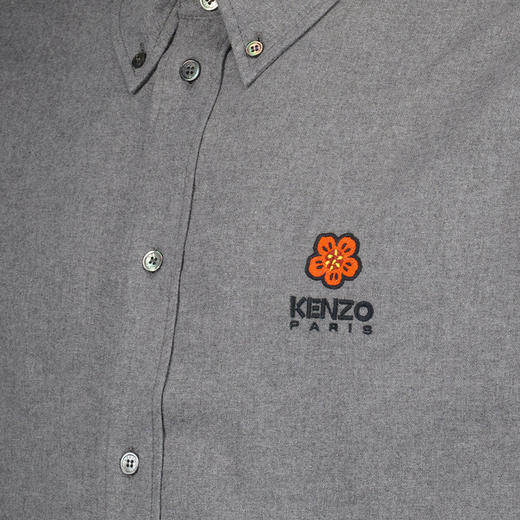 KENZO 高田贤三 男士“BOKE FLOWER”徽章刺绣棉质长袖衬衫 灰色 FD65 CH410 9DU 97 商品图2