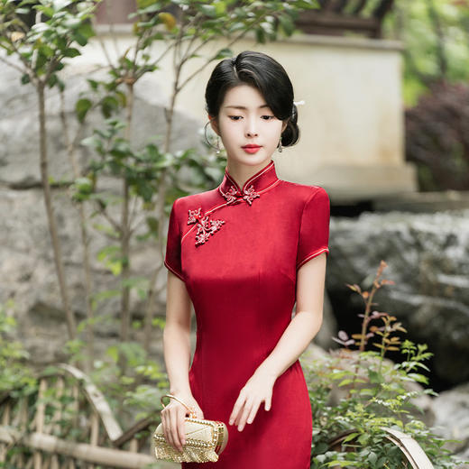 JLM 915修身气质旗袍日常宴会旗袍双层 商品图3
