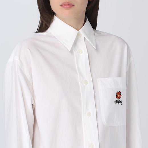 KENZO 高田贤三 女士“BOKE FLOWER”徽章刺绣棉质长袖衬衫 白色 FD52 CH091 9LH 01 商品图3