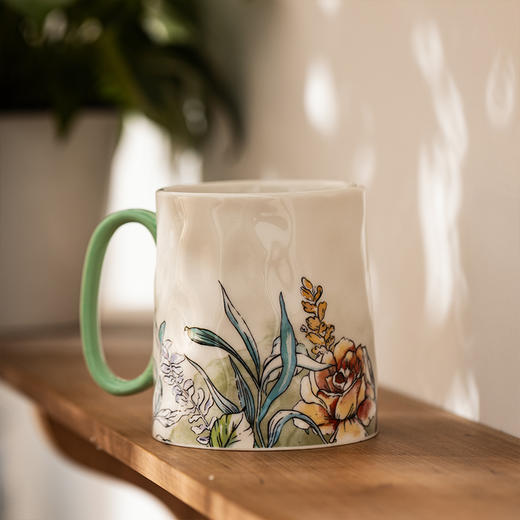 【摩登主妇】多色花卉手捏杯手绘家用大容量美式餐杯陶瓷茶杯水杯 商品图1