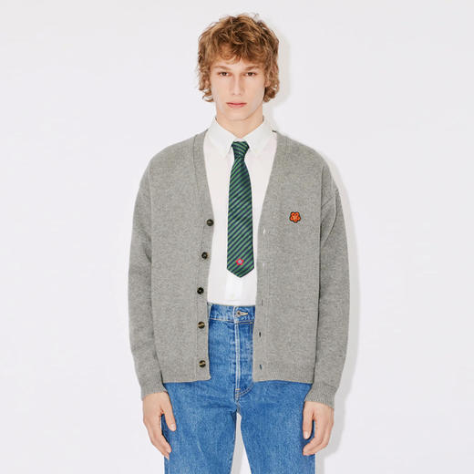 KENZO 高田贤三 男士刺绣徽标羊毛针织开衫 灰色 FD65 CA418 3LC 94 商品图1