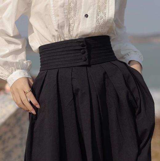 【三粒扣半身裙】春夏季新款裙子 法式复古高腰a字裙 中长款伞裙户外街拍 商品图3