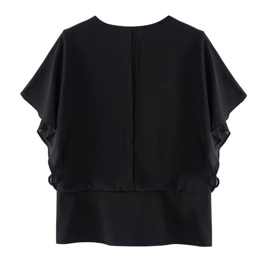 ZR-18536夏季新款大码女装胖mm洋气v领遮肚子收腰显瘦雪纺衬衫 商品图2