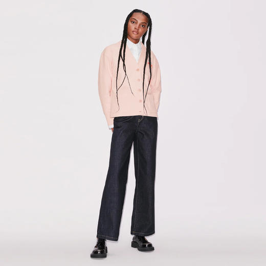 【二】KENZO 高田贤三 女士大象徽标印花棉质 V 领休闲开衫 粉色 FD62 SW094 4ME 34 商品图3