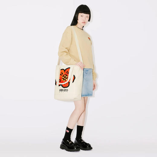 KENZO 高田贤三 女士士“BOKE FLOWER”徽章刺绣棉质长袖卫衣 浅黄色 FD52 SW040 4MF 12 商品图3