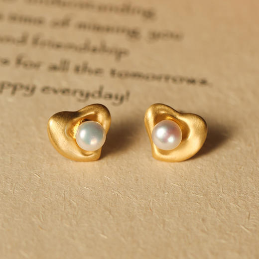 Manreya玛芮雅“炽热絮语”铜镀金淡水珍珠耳钉轻奢法式小众 商品图6