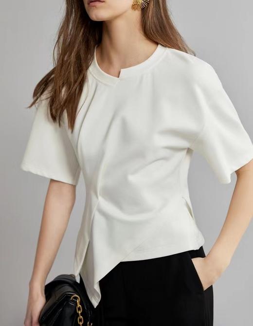 黑色设计感不规则T恤女2023春季新款宽松显瘦小众短袖上衣 商品图0