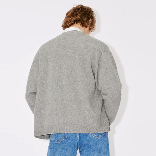 KENZO 高田贤三 男士刺绣徽标羊毛针织开衫 灰色 FD65 CA418 3LC 94 商品图2