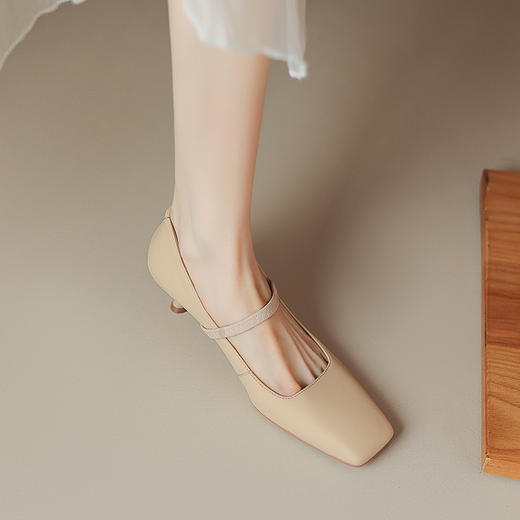 纯色优雅，里外全皮细跟玛丽珍高跟单鞋WC-M7342 商品图8