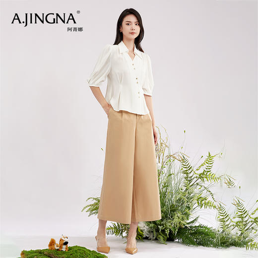 【商场同款】阿菁娜设计感气质灯笼短袖衬衫A30X109016 商品图2