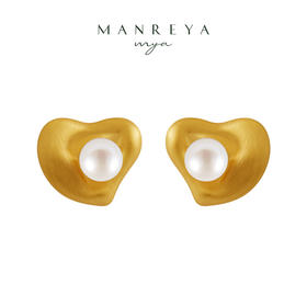 Manreya玛芮雅“炽热絮语”铜镀金淡水珍珠耳钉轻奢法式小众