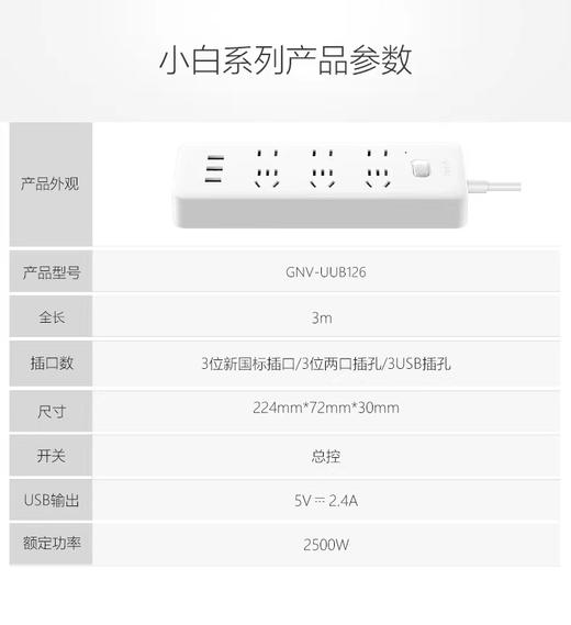 公牛USB插座6位+3位USB口插排排插拖线板接线板电源转换器插座总控全长3米 GNV-UUB126 商品图4