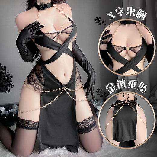 【情趣内衣】霏慕 埃及猫女金链缀饰连身裙6671 商品图1