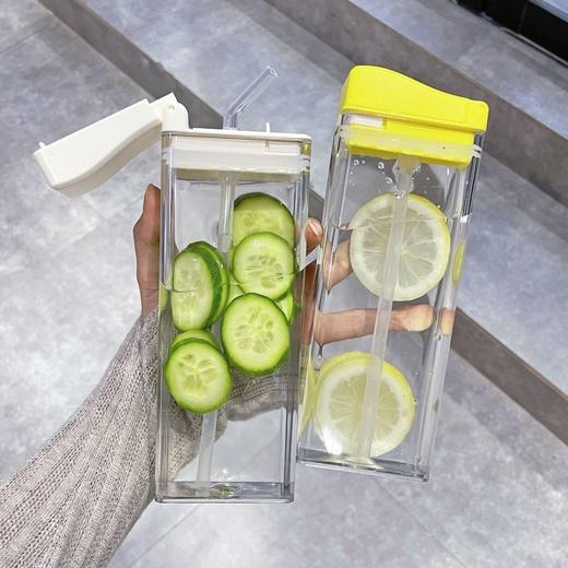 「颜值派！四色可选」小红书同款方形水杯ins风吸管杯女塑料杯简约便携耐摔随手杯餐饮用具 商品图2