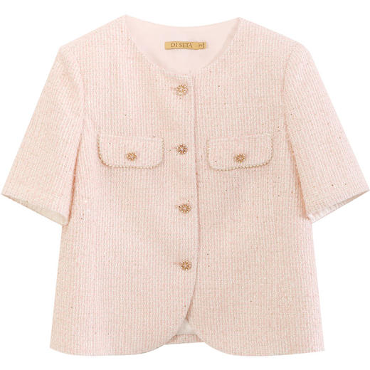 玳莎秋季小香风短袖外套女2023新款法式高级感长袖圆领夹克上衣  DC37101 商品图4