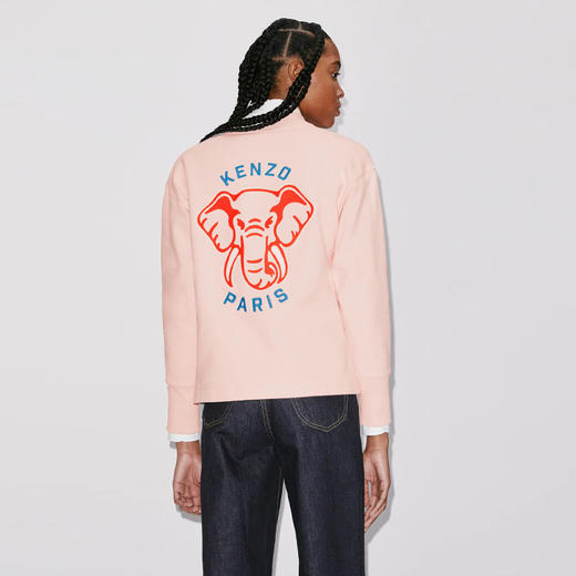 【二】KENZO 高田贤三 女士大象徽标印花棉质 V 领休闲开衫 粉色 FD62 SW094 4ME 34 商品图2