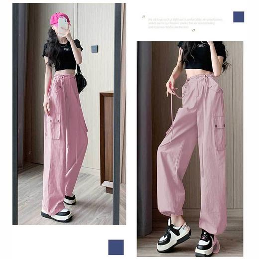 【时尚显瘦！潮酷工装裤】夏日轻盈，灰色工装裤女款高腰阔腿，优雅休闲。时尚冰丝速干面料，贴合身材，展现女性曼妙身姿，两穿设计！sh 商品图3