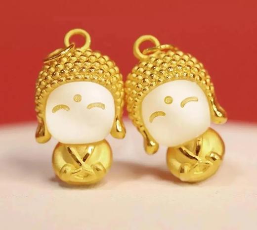 【特价】开心玉面小金佛 和田玉黄金吊坠  终身保真！包邮 商品图4
