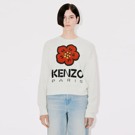 【一】KENZO 高田贤三 女士“BOKE FLOWER”徽章羊毛针织衫 米色 FD62 PU430 3LD 02 商品图1