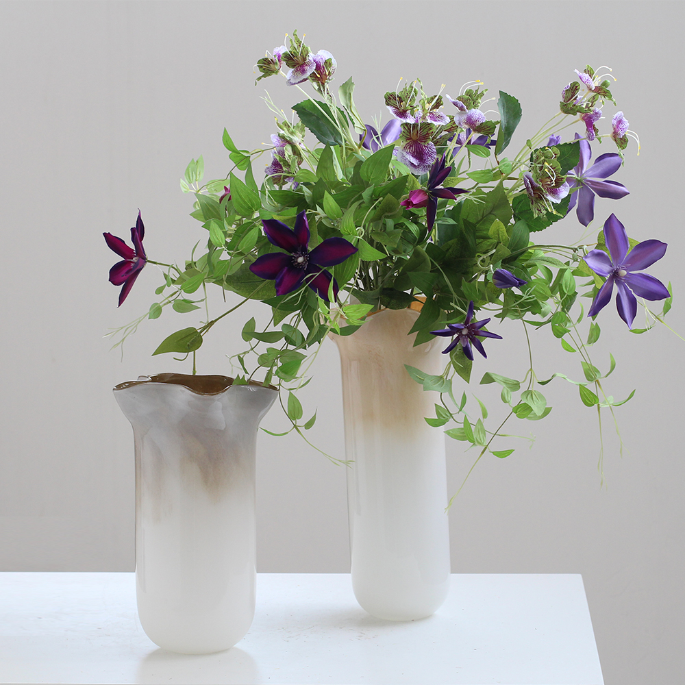 北欧轻奢创意渐变手工波浪口花瓶餐桌电视柜家居软装装饰白菜花瓶