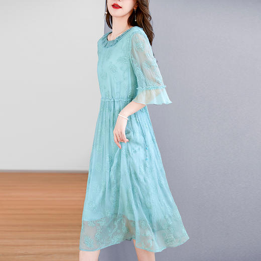 SM  82393182真丝桑蚕丝连衣裙女时尚气质高贵短袖裙 商品图1