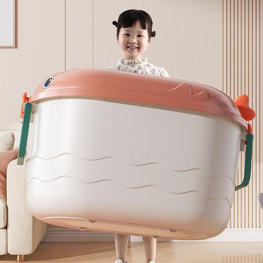 儿童玩具收纳箱大容量带轮家用卡通整理箱宝宝衣服零食积木收纳盒 商品图0