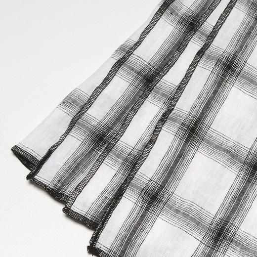 伽罗生活黑白格纹色织亚麻桌布进口雨露麻餐桌圆桌茶几高级感布艺 商品图2
