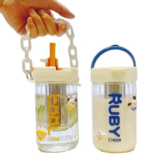 「四款可选！颜值派」吸管杯子ins简约小众韩系塑料杯茶水分离水杯女上班族餐饮用具 商品图4