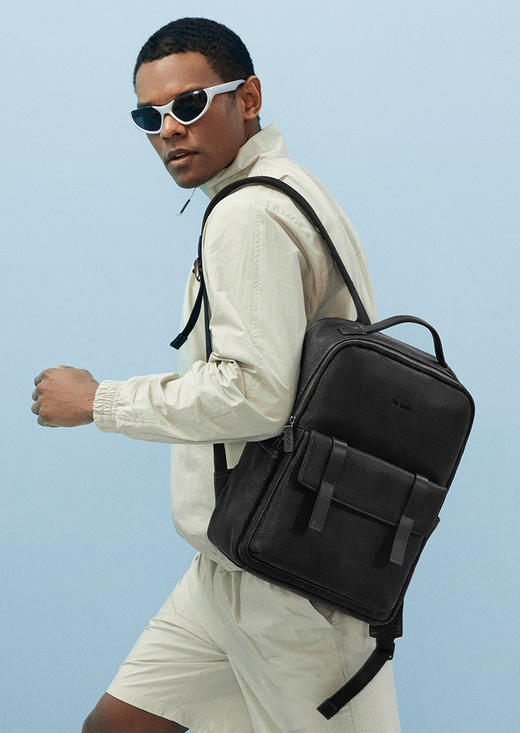 皮尔卡丹男士牛皮双肩包商务 商品图0