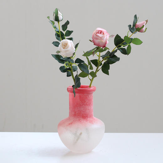 美式复古风手工不规则卷口渐变磨砂花瓶客厅餐桌电视柜家居品批发 商品图7