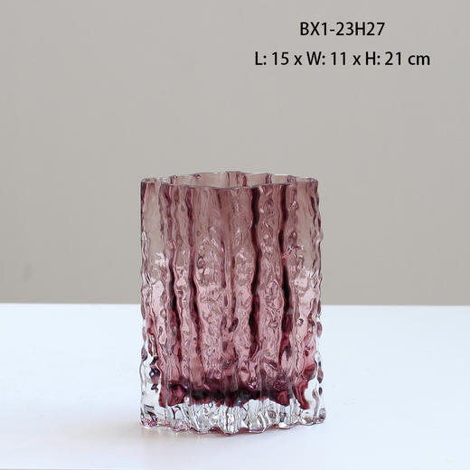 冰川紫粉色扁口玻璃花瓶花插 商品图4