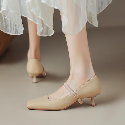 纯色优雅，里外全皮细跟玛丽珍高跟单鞋WC-M7342 商品图12