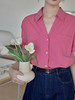 ~天丝棉双口袋衬衫女夏2023新款法式复古v领短袖上衣 商品缩略图3