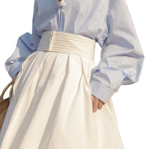 【三粒扣半身裙】春夏季新款裙子 法式复古高腰a字裙 中长款伞裙户外街拍 商品图4