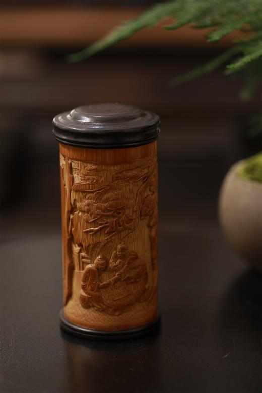 弈棋图/棋开得胜°竹雕茶叶罐 商品图1