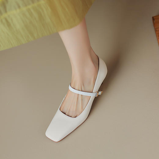 纯色优雅，里外全皮细跟玛丽珍高跟单鞋WC-M7342 商品图2